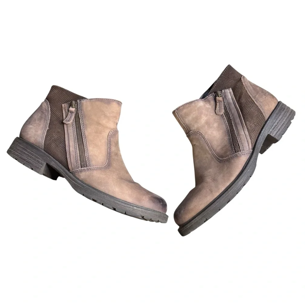 Earth Jordan Womens Stone Brown Leather Side Zip Ankle Boots sz 9 S5 - Picture 7 of 10